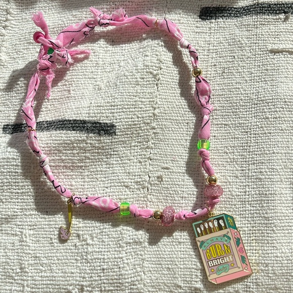 🔥Hand Made Bandana Necklace / ALWAYS BURN BRIGHT BABY 🔥 - Picture 6 of 7